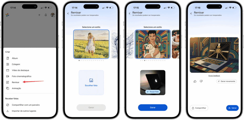 Como usar a ferramenta Remix de IA generativa no Google Fotos