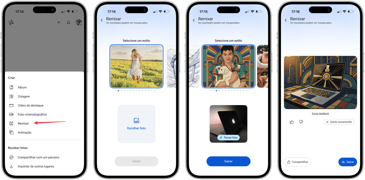 Como usar a ferramenta Remix de IA generativa no Google Fotos
