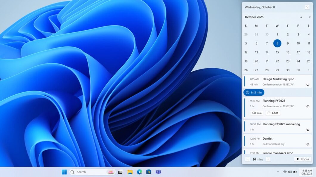 Eventos iam voltar ao calendário do Windows 11, mas Microsoft adiou plano