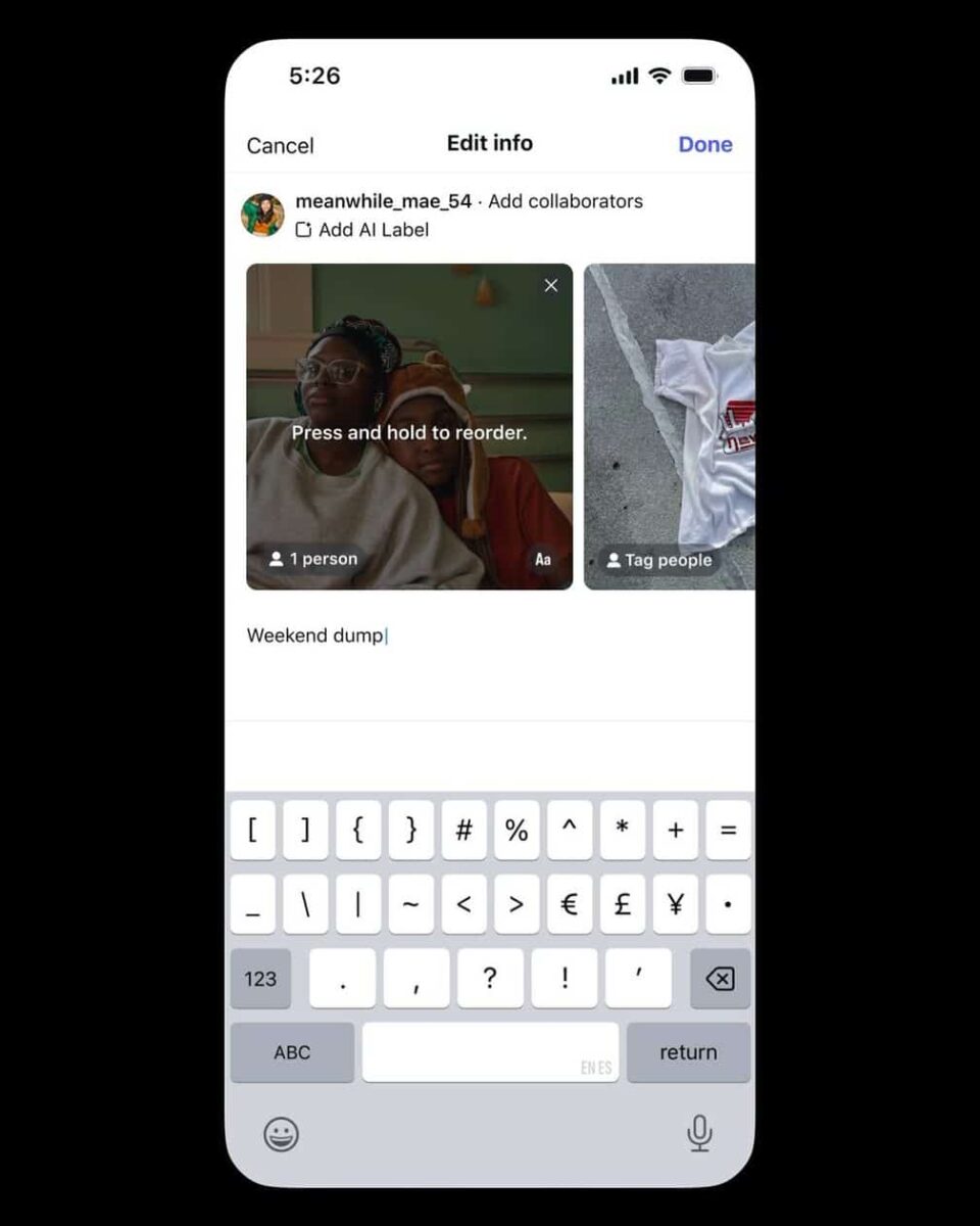 Instagram agora permite reordenar fotos e vídeos no carrossel após publicação
