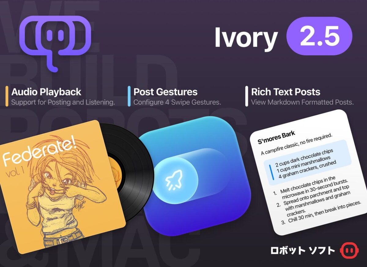 Ivory chega à versão 2.5 com novos gestos, posts de áudio e texto rico