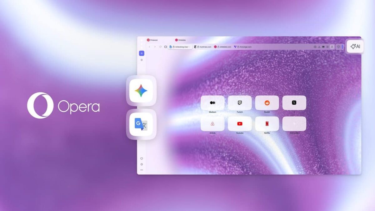Navegador Opera One ganha integração com o Gemini e o Google Tradutor