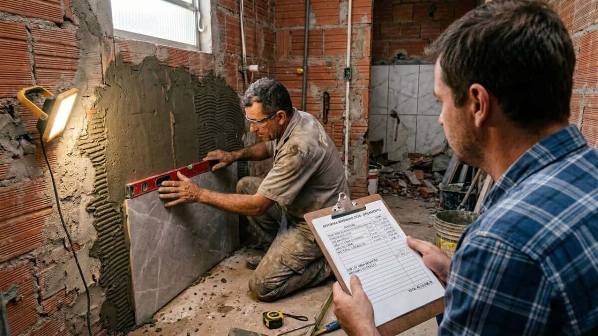 Quanto custa a mão de obra para reforma de banheiro em 2026?