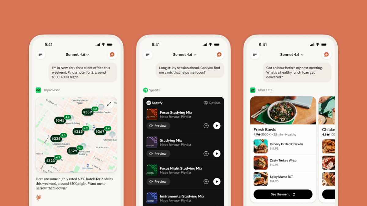 Claude incorpora novos conectores de apps, incluindo Spotify, Uber e mais