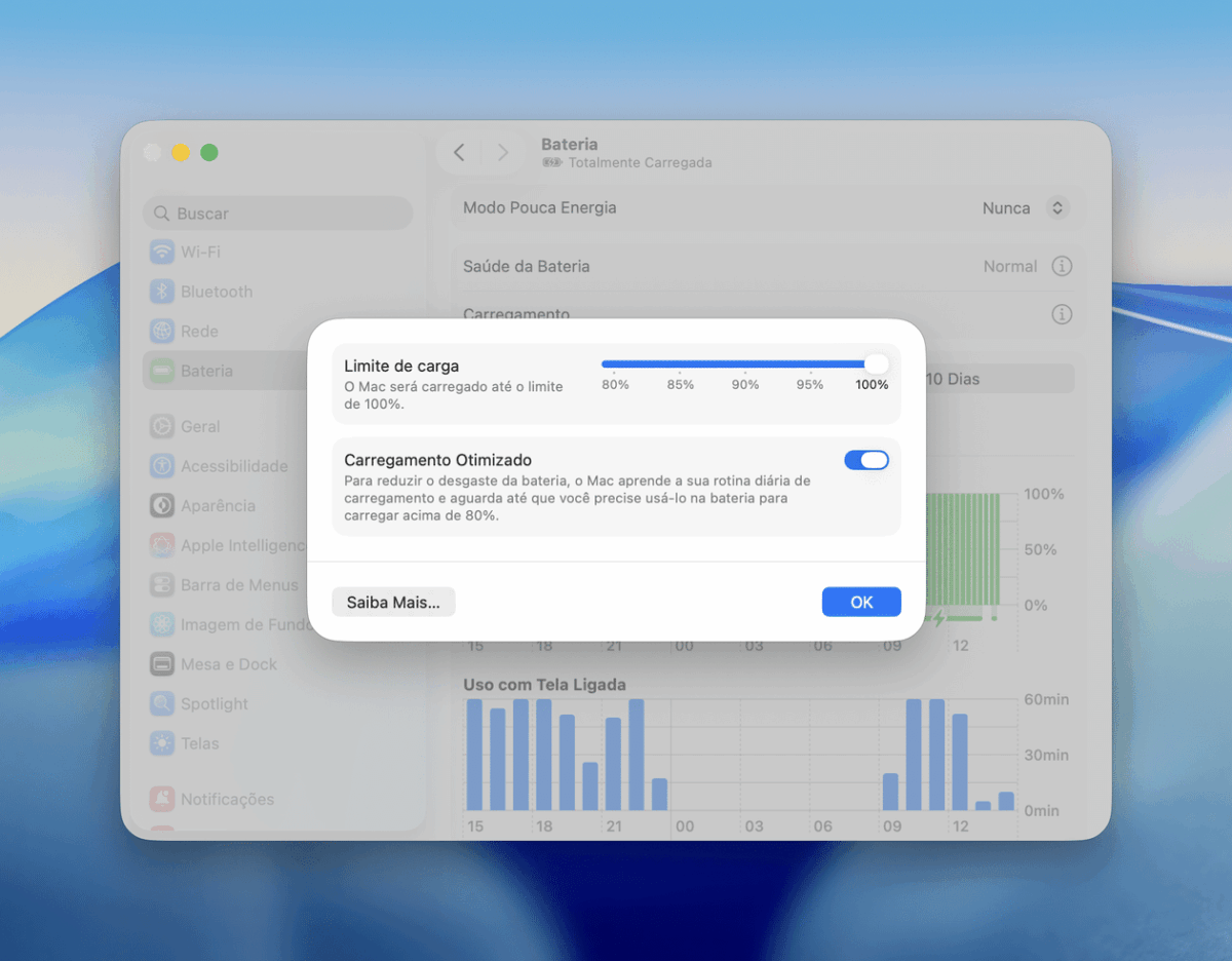 Como limitar a recarga dos MacBooks a 80%, 85%, 90% ou 95%