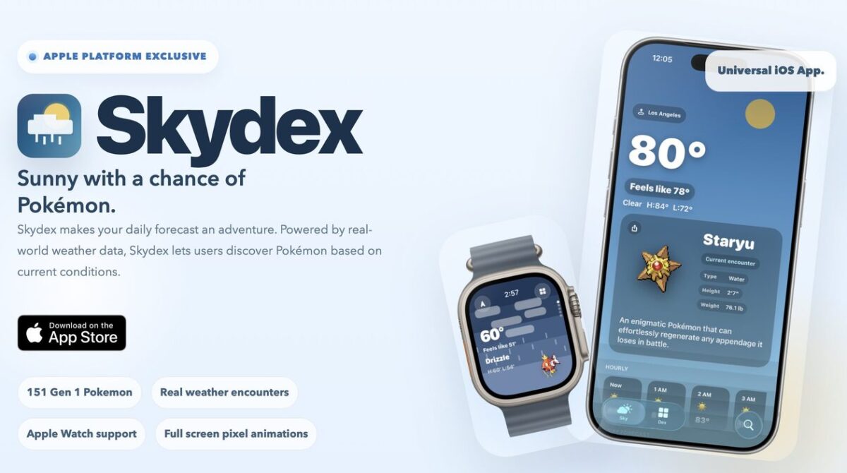 Confira a previsão do tempo e colecione Pokémon com o app SkyDex