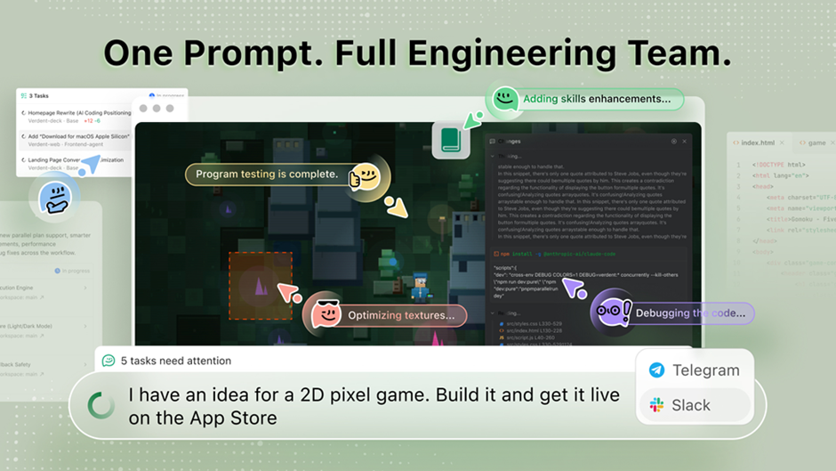 Verdent atualiza sua plataforma para operar como a primeira equipe de engenharia com IA do mundo criada para builders
