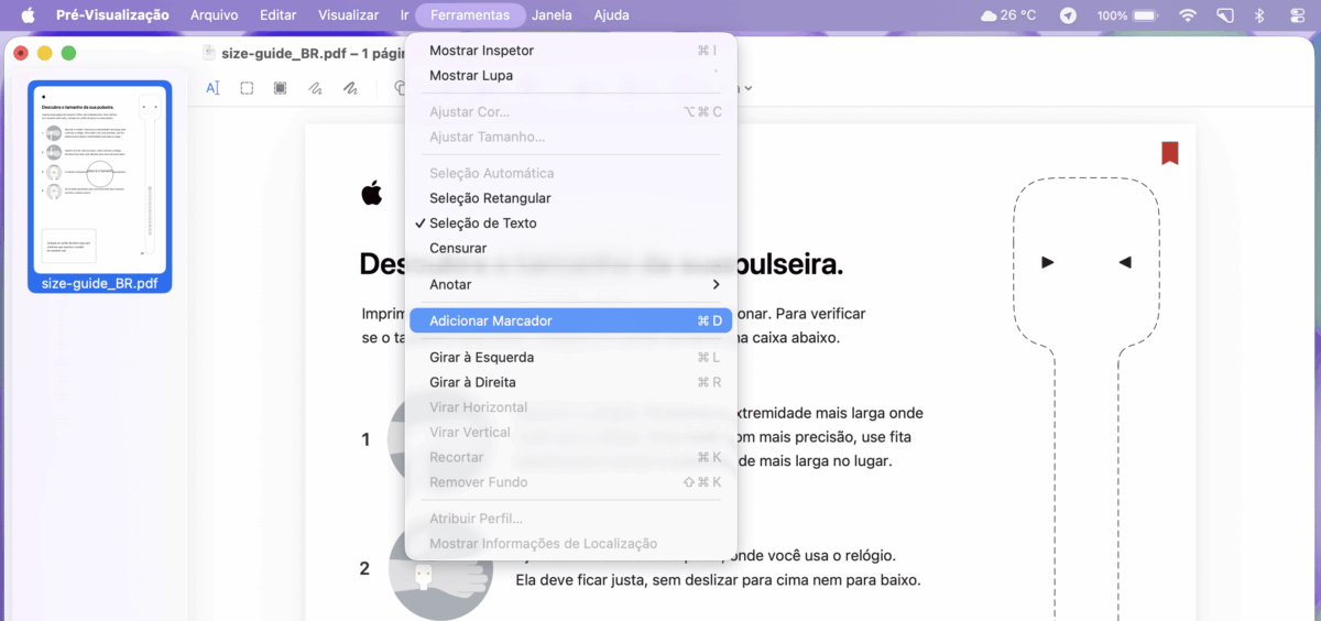 Como adicionar um marcador no app Pré-Visualização do Mac