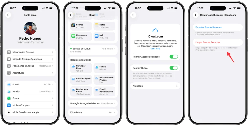 Como limpar as buscas recentes do iCloud no iPhone, iPad e Mac