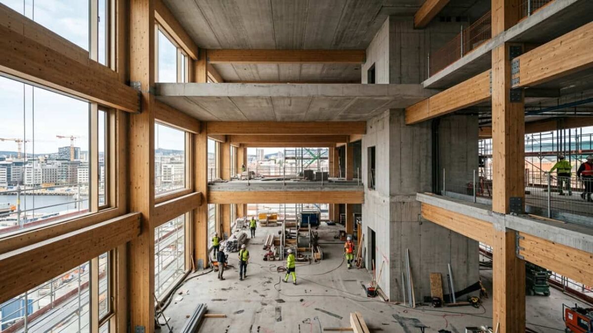 Projeto europeu cria estruturas mistas de madeira e concreto 40% mais leves e com 70% menos emissões