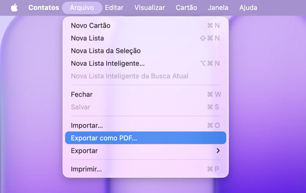 Como exportar a sua lista de contatos para um arquivo PDF no Mac
