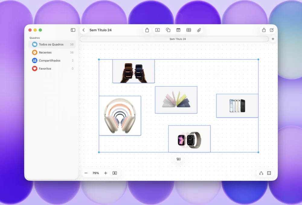 Como ver os arquivos de um quadro do Freeform em slides pelo Mac