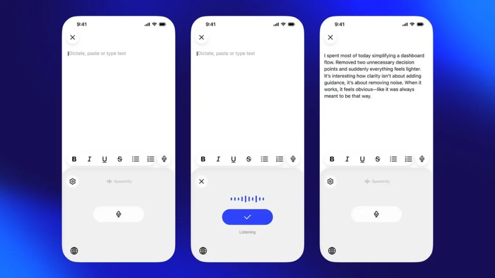 Digitação por voz chega ao Speechify em iPhones e Macs