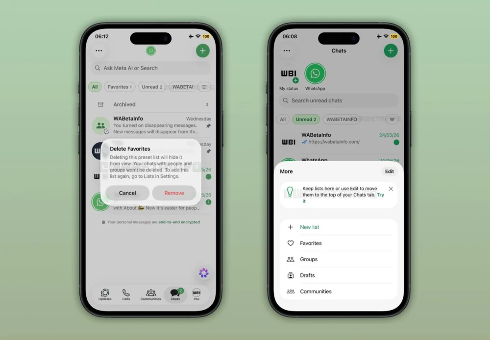 WhatsApp estreia novo sistema para gerenciar listas de conversas no iOS