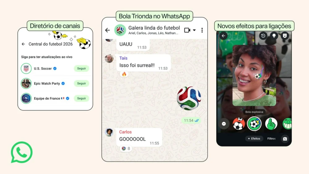 WhatsApp lança figurinhas e efeitos para a Copa do Mundo 2026