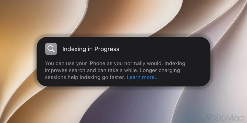 Aplicativo do Mac mostra o progresso da indexação no iOS 27