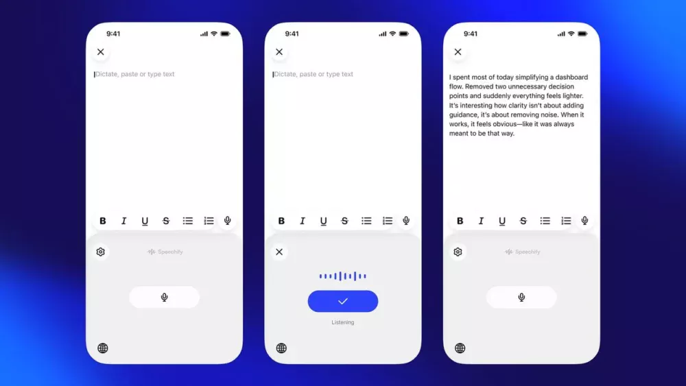 Digitação por voz chega ao Speechify em iPhones e Macs