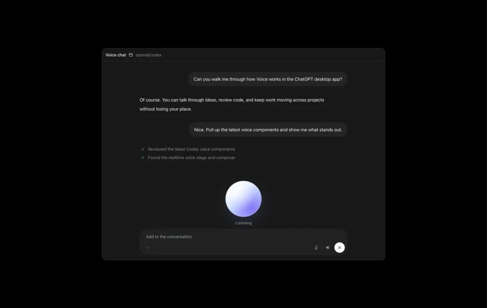 ChatGPT Voice está agora disponível no app reformulado para desktop