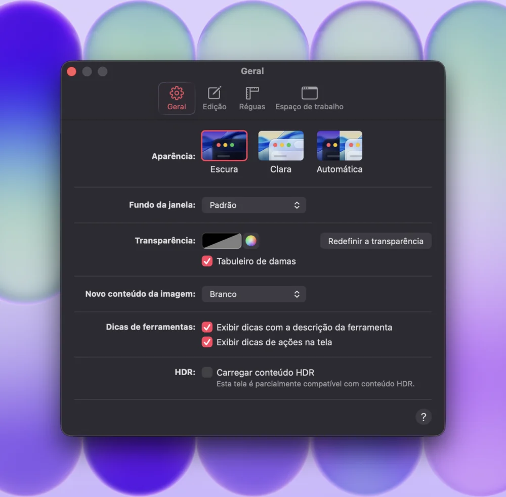 Como mudar a aparência do Pixelmator Pro no Mac