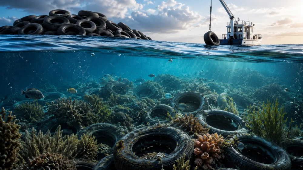 Jogaram 2 milhões de pneus no oceano para criar um recife artificial, mas 56 anos depois o problema continua