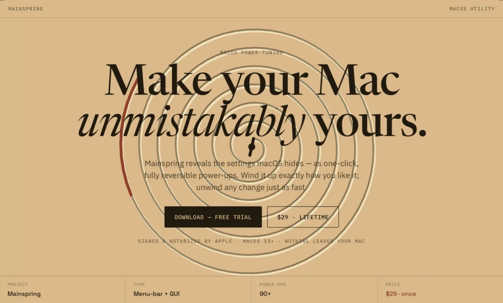 Mainspring mostra comandos ocultos do macOS em uma interface intuitiva