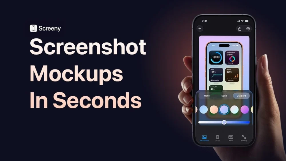 Screeny é um app bem completo para colocar screenshots em mockups de iPhones