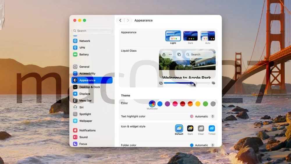 Vídeo: Liquid Glass e outros refinamentos visuais no macOS Golden Gate 27