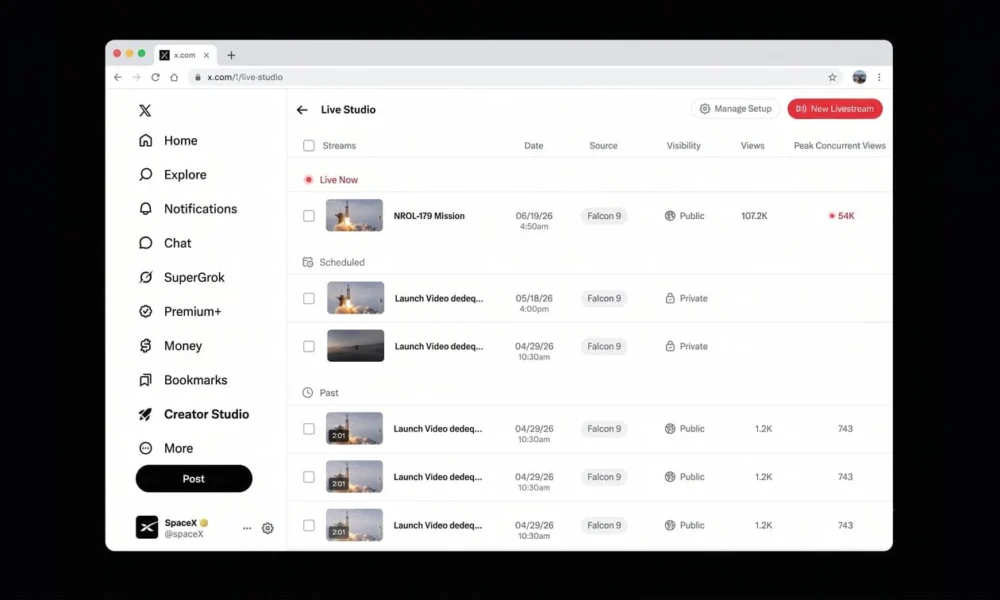 X apresenta Live Studio para transmissões e adota limites de posts