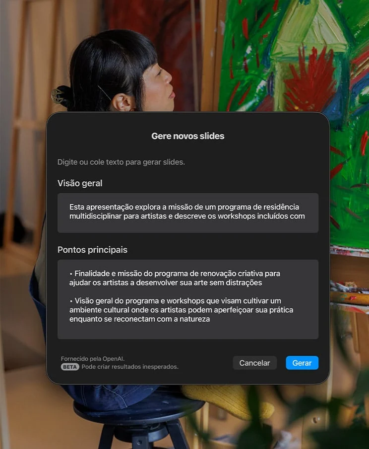Como gerar uma apresentação do Keynote com o Apple Creator Studio