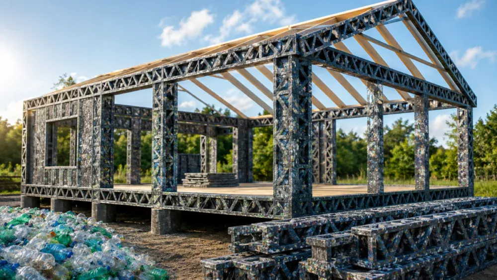 Nem madeira nem aço: novo material feito com garrafas PET recicladas pode transformar a construção de casas