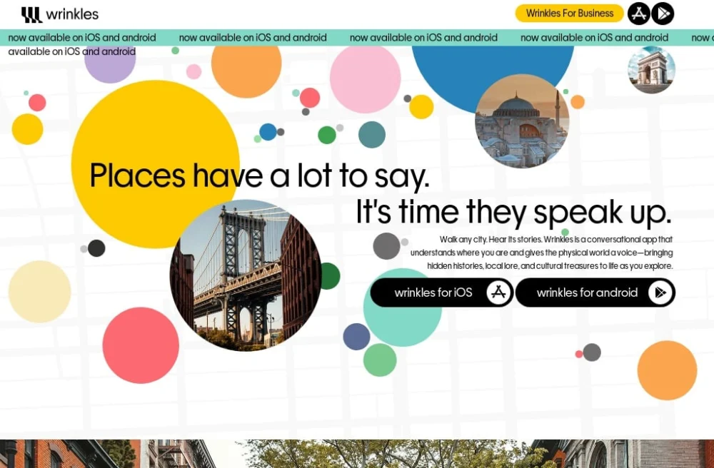 App Wrinkles é um guia de viagens pessoal com aspectos de rede social