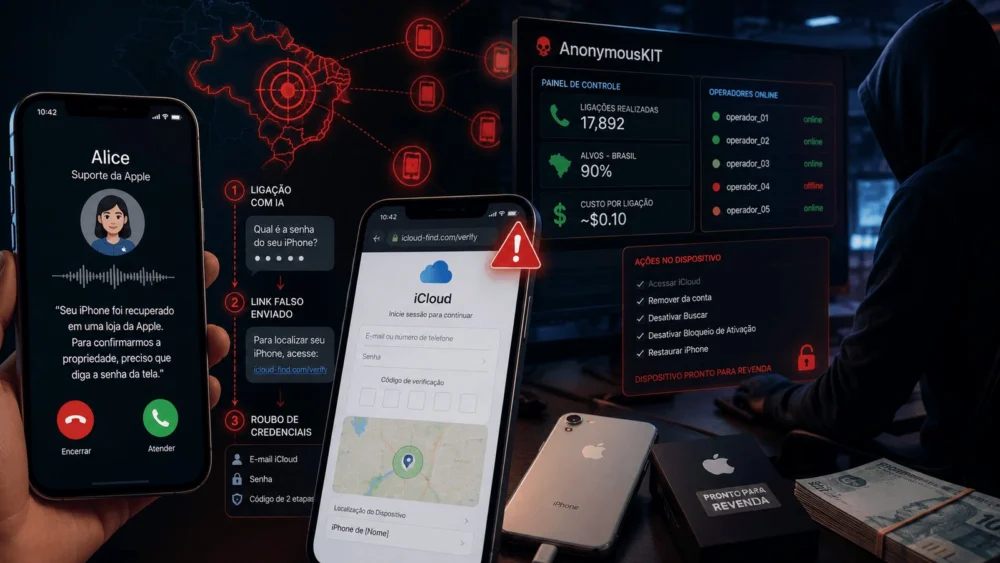 Golpe usa voz de IA para desbloquear iPhones roubados; Brasil lidera alvos
