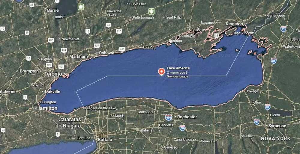 Google Maps chama Lago Ontário de ‘Lago América’ nos EUA após ordem de Trump