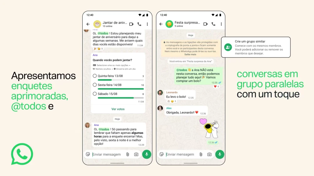 WhatsApp ganha @todos e enquetes com votos anônimos; veja novidades