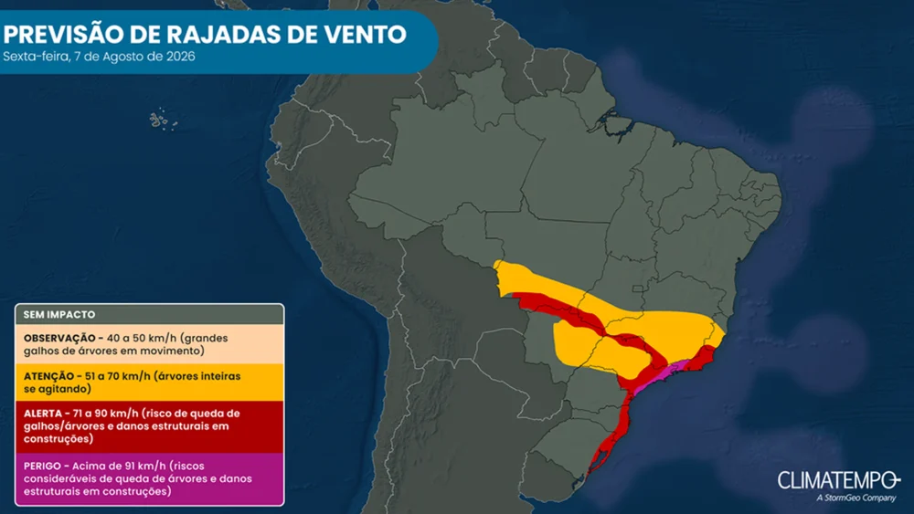 Enel alerta para ventos fortes em São Paulo até domingo