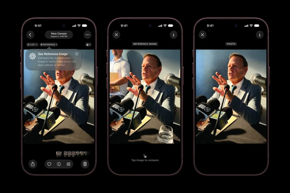 Imagem de Referência da Apple: recurso dos iPhones 18 Pro comprova a autenticidade de fotos