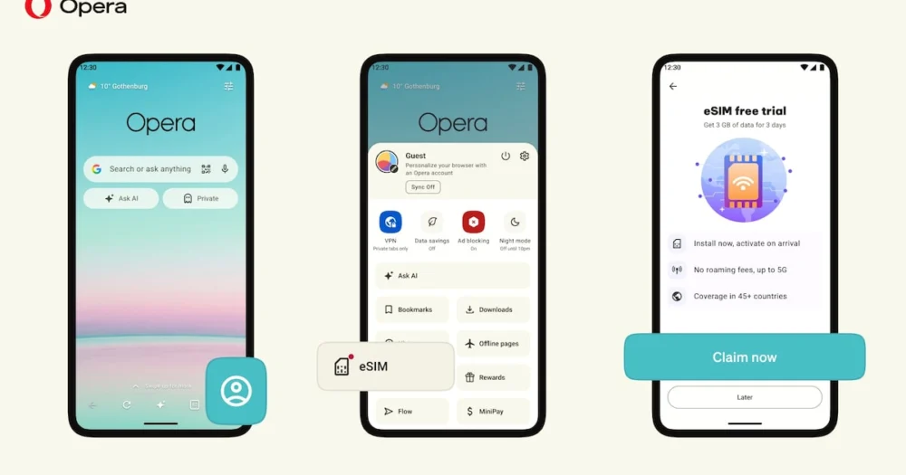 Opera lança eSIM com 3 GB grátis no app para Android; confira com usar