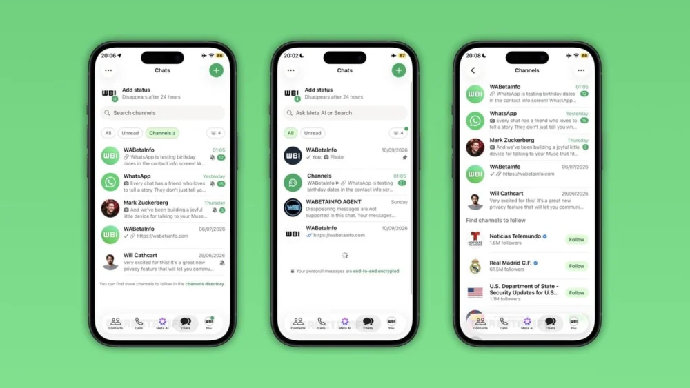 WhatsApp testa mover canais para a aba “Conversas” no iOS