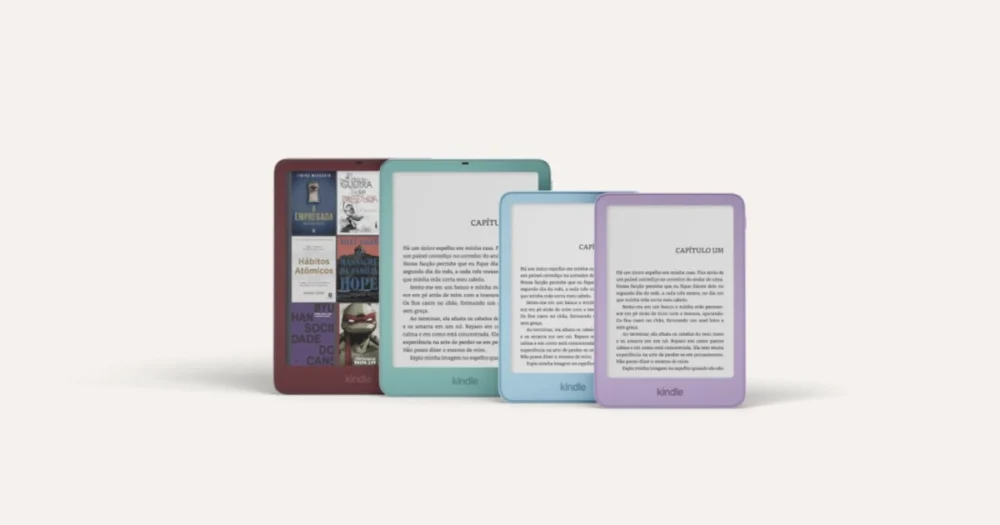 Amazon anuncia novos Kindle 2026 mais finos, com mais cores e tela nivelada; confira preços