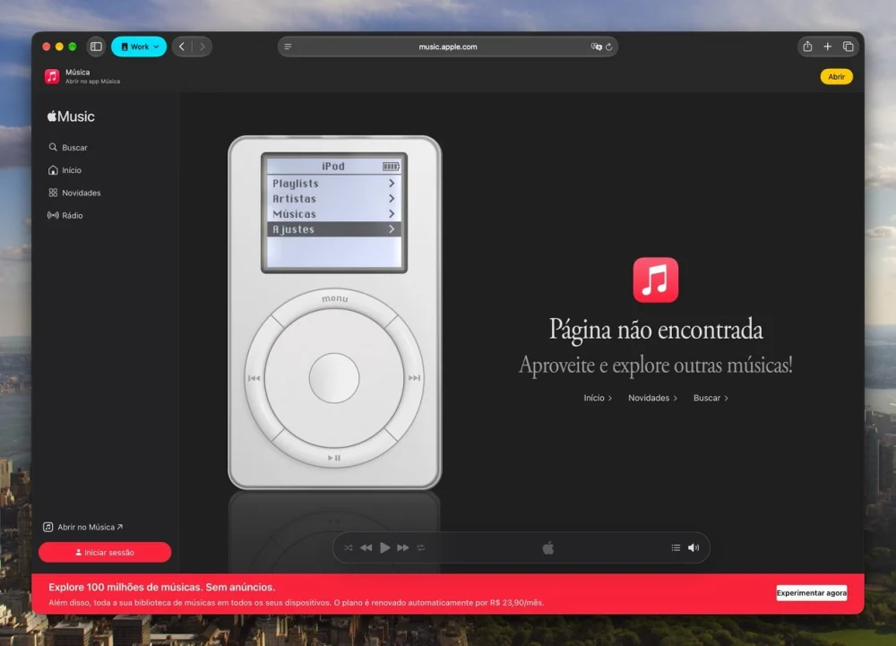 Apple Music adiciona emulador do iPod original ao seu site em homenagem aos 25 anos do dispositivo