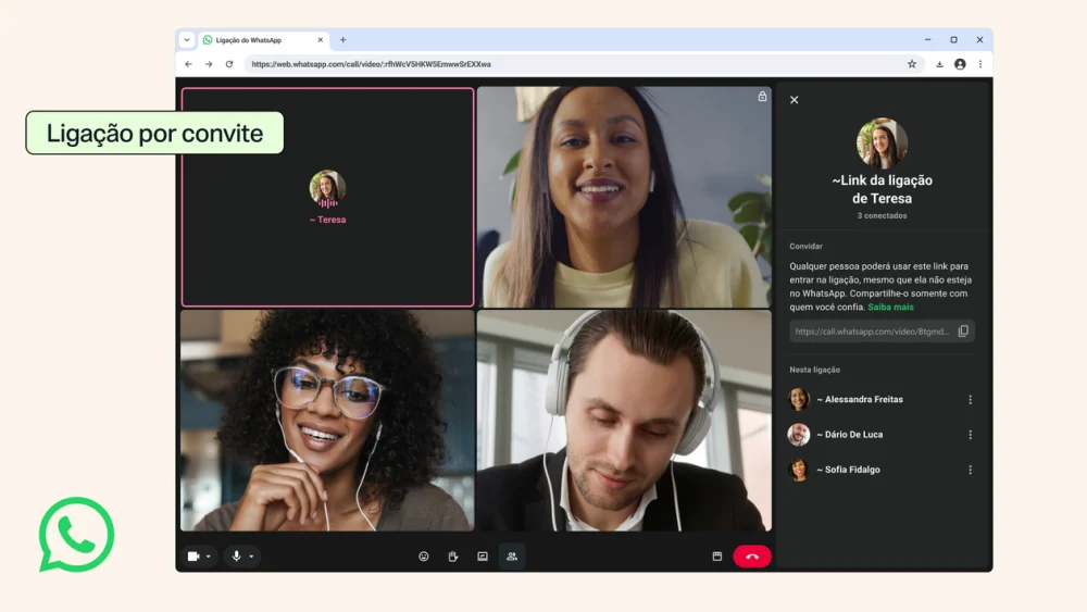 Chamadas do WhatsApp agora podem ser usadas mesmo sem uma conta