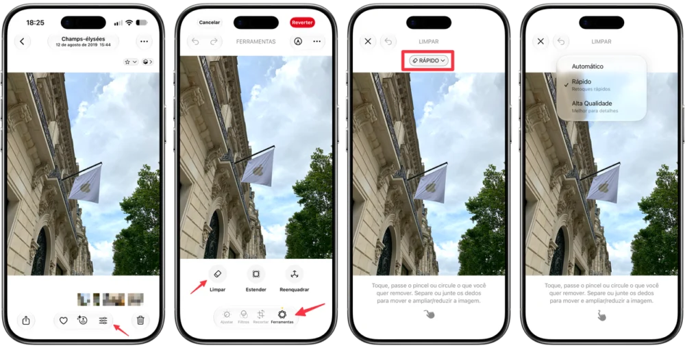 Como escolher o tipo de processamento da Limpeza no app Fotos