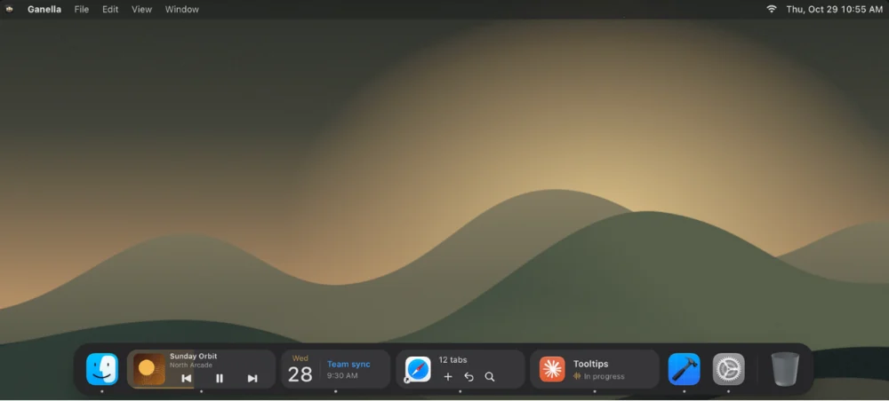 Ganella permite substituir o Dock do macOS por central de widgets