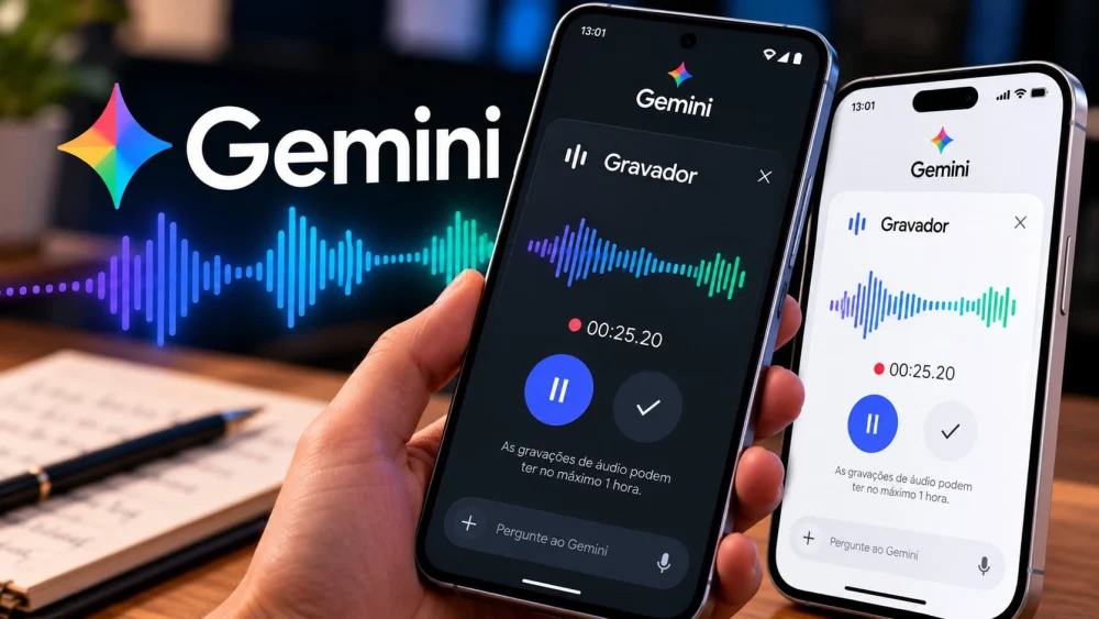 Gemini Notebook ganha gravador de áudio no Android e iOS