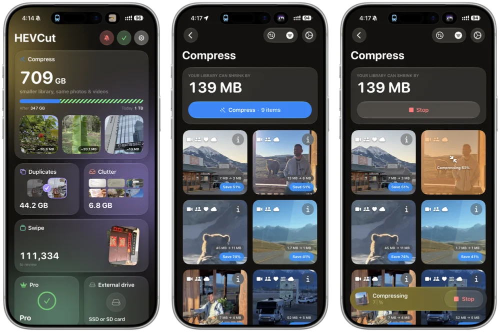 HEVCut é um app para recuperar o armazenamento ocupado por fotos e vídeos