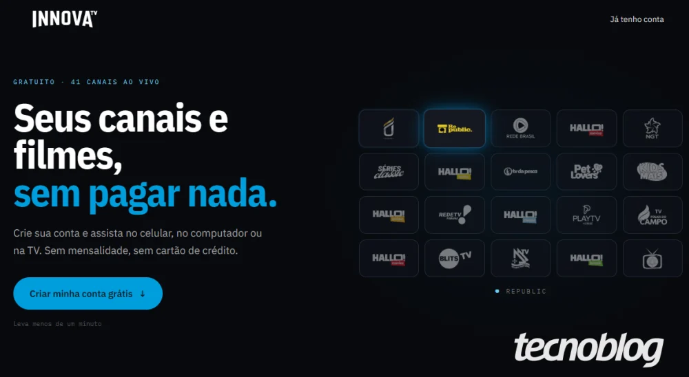 Novo streaming gratuito oferece filmes, séries e canais de TV ao vivo