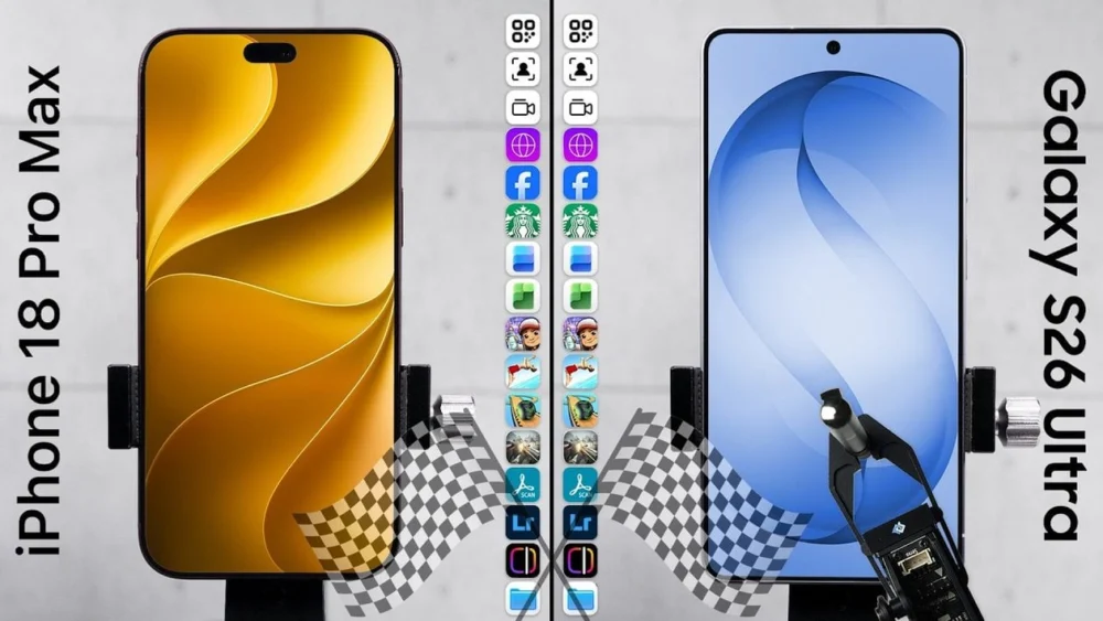 iPhone 18 Pro Max bate Galaxy S26 Ultra em teste de velocidade