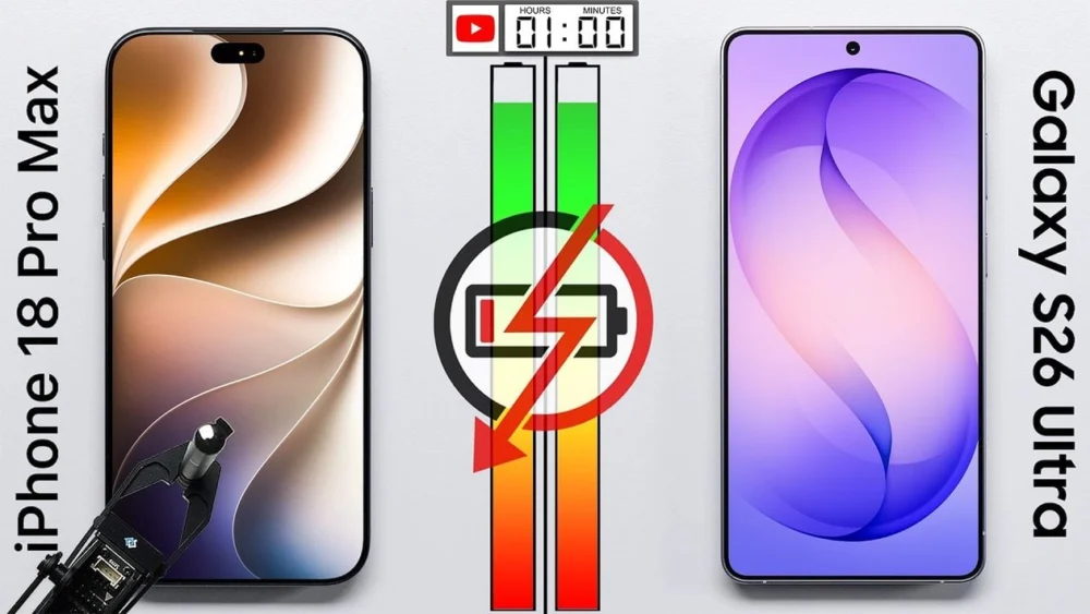 iPhone 18 Pro Max vence Galaxy S26 Ultra com folga em teste de bateria